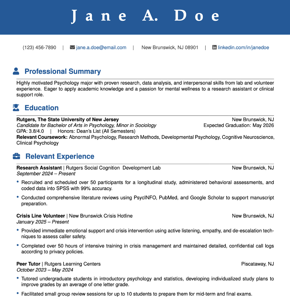 Jane Doe Resume